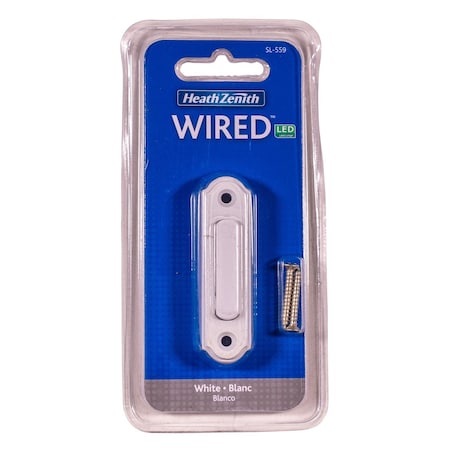 Heath-Zenith Heath Zenith Satin White Metal/Plastic Wired Pushbutton Doorbell SL-559-90